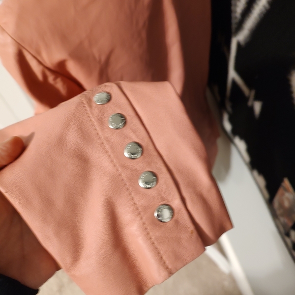 🩷 GUC Piazza Sempione Genuine Italian Leather Button Front Blazer, Pink, 46/M - Picture 4 of 10